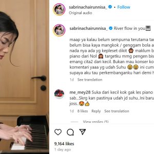Sabrina Chairunnisa, Influencer Cantik yang Berani Belajar Piano dari Nol