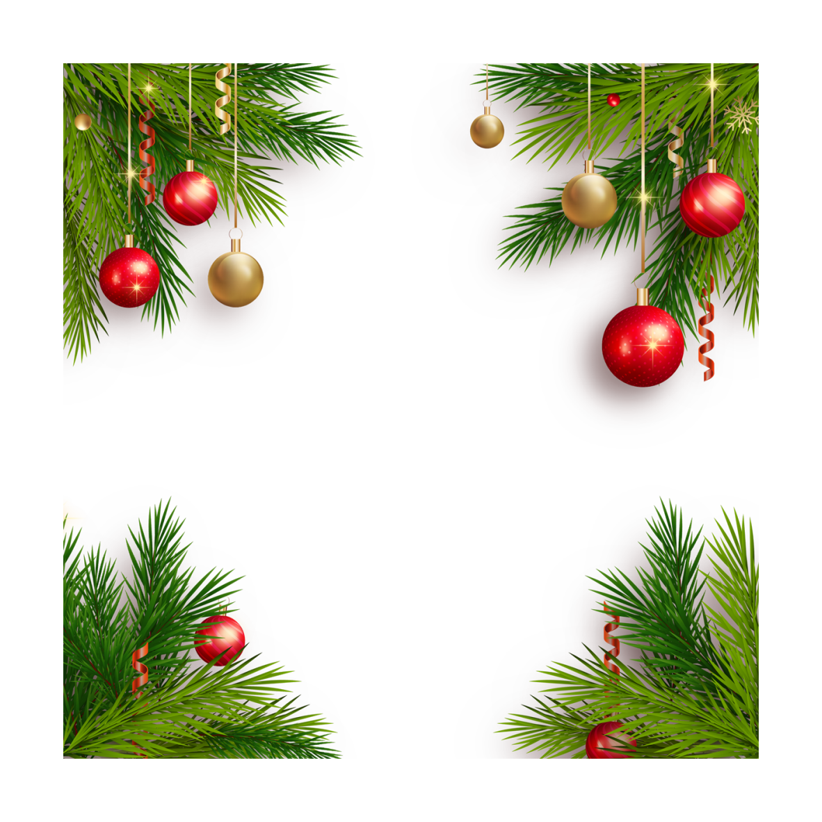 Hiasan Jarum Pinus Natal Menggantung Perbatasan Bola PNG