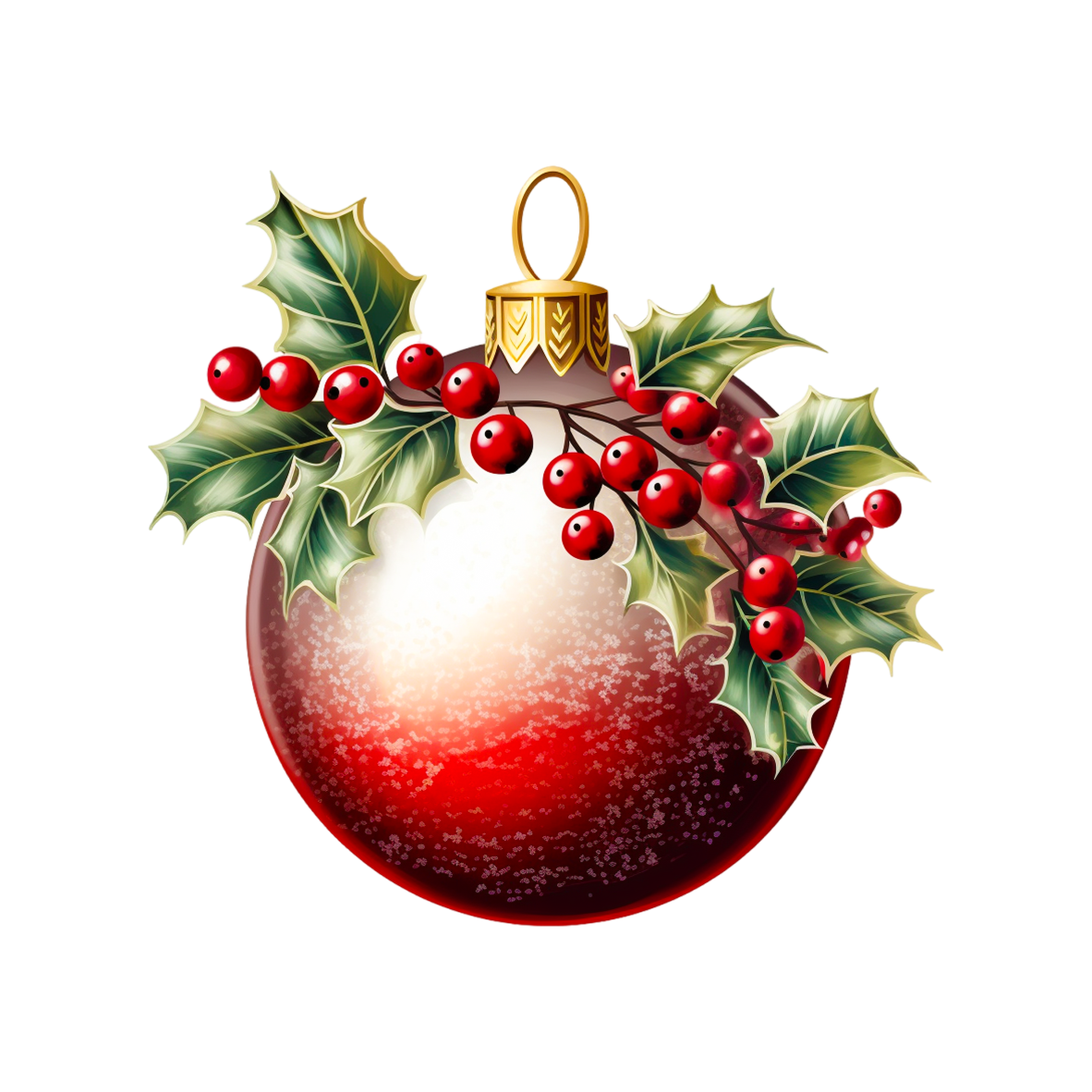 Holly Berry Dan Bola Natal Emas. PNG gratis