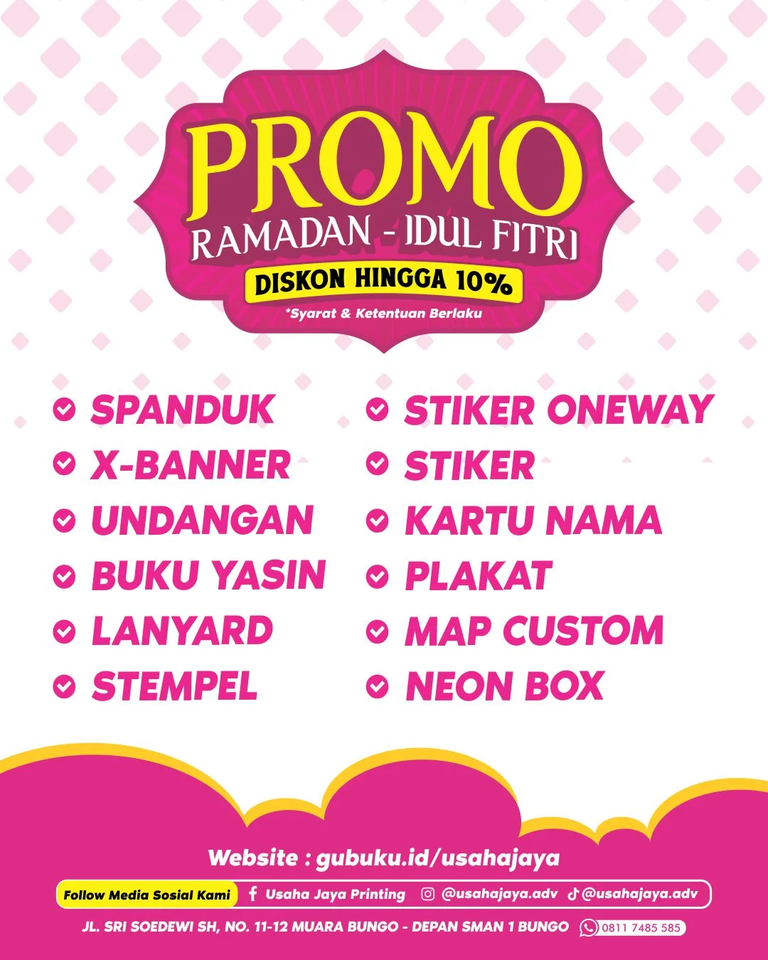 Promo Cetak Ramadhan dan Idulfitri Usaha Jaya Printing, Diskon Up to 10%