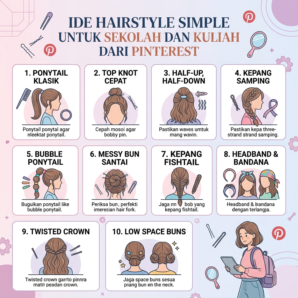 Ide Hairstyle Simple untuk Sekolah dan Kuliah dari Pinterest