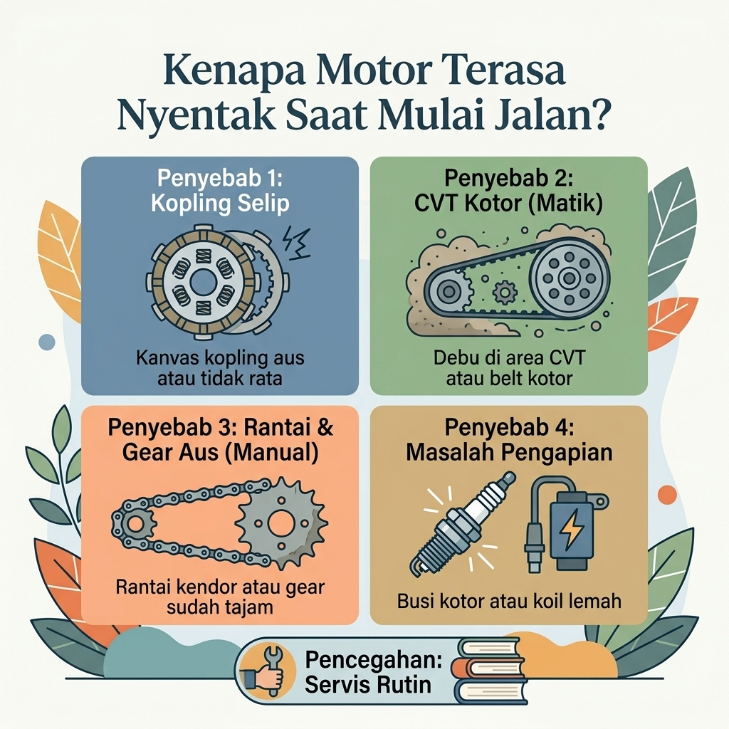 Kenapa Motor Terasa Nyentak Saat Mulai Jalan?